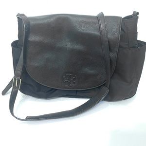 {Tory Burch} Thea Nylon/Pebbled Leather Messenger Diaper Bag